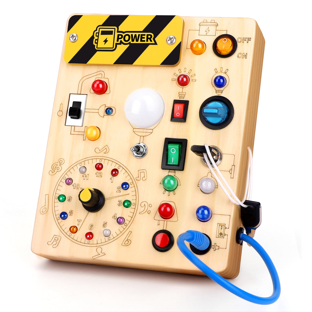 Sumsoltic Montessori Busy Board with LED Lights for 1+ Years