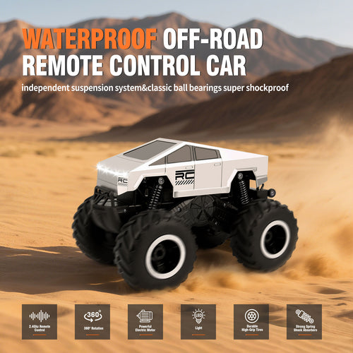 Sumsoltic Remote Control Car, 2.4GHz Amphibious RC Truck, 1:16 Waterproof Monster Truck 4WD All Terrain 360° Rotatable Stunt Truck Toys