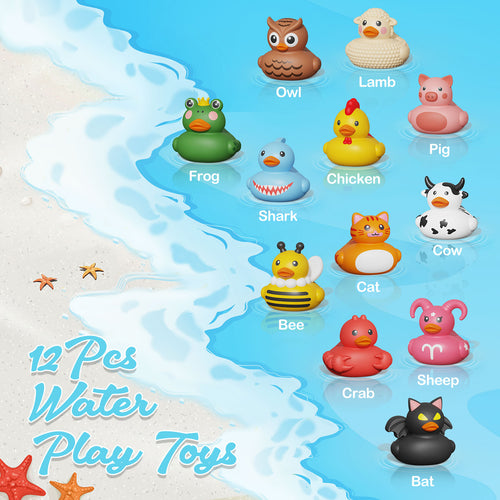 Sumsoltic 12 Pcs Baby Bath Toys, Mini Rubber Ducks No Hole Design, Safe Bath Toys for Babies Infants Toddlers and Kids,Pool Toys Party Favors