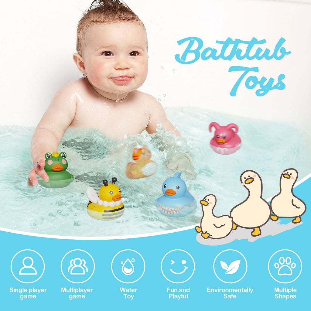 Sumsoltic 12 Pcs Baby Bath Toys, Mini Rubber Ducks No Hole Design, Safe Bath Toys for Babies Infants Toddlers and Kids,Pool Toys Party Favors