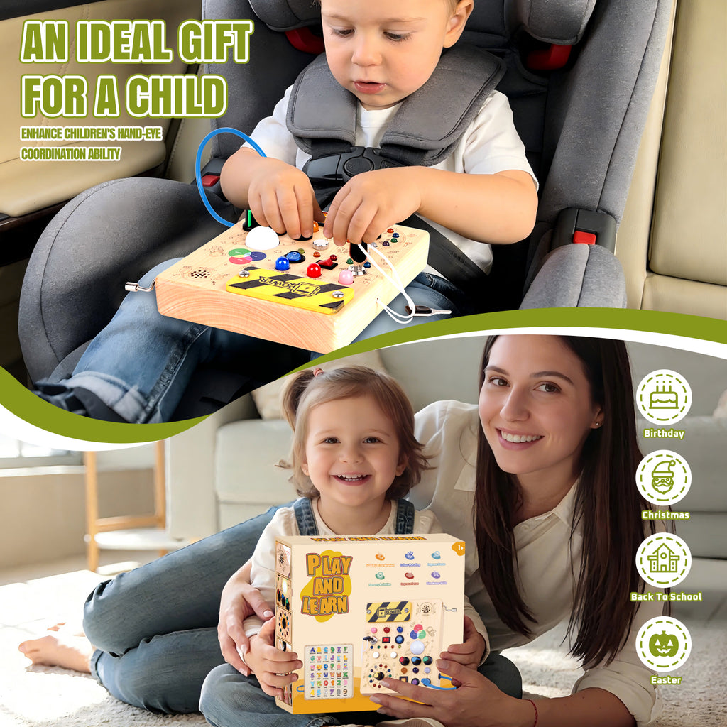 Sumsoltic Busy Board,Montessori Toys for 1-3 Year Old Boys & Girls,Travel Educational Learning Activities for Toddlers